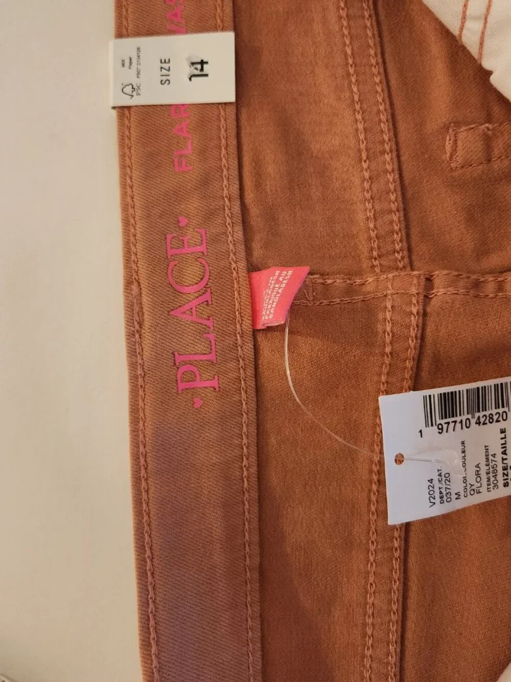 Children's Place Flare Jeans coral colored NWT Size 14
